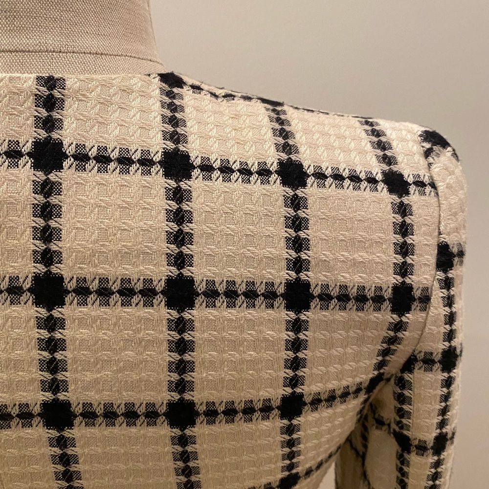 Casual Corner Womens Vintage Blazer Off White/Black Plaid /Gold Buttons/Size 2 P - Picture 9 of 13